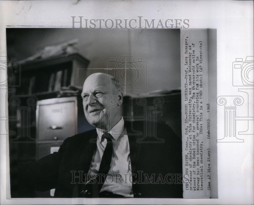 1968 Press Photo Lars Onsager chemistry Yale Nobel - Historic Images