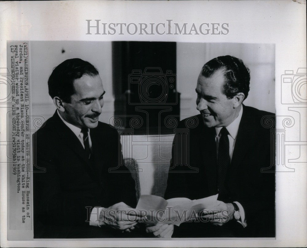 1969 Press Photo King Hussein Jordan Richard Nixon - Historic Images