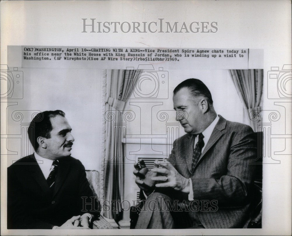 1969 Press Photo Spiro Agnew King Hussein Jordan VP - Historic Images