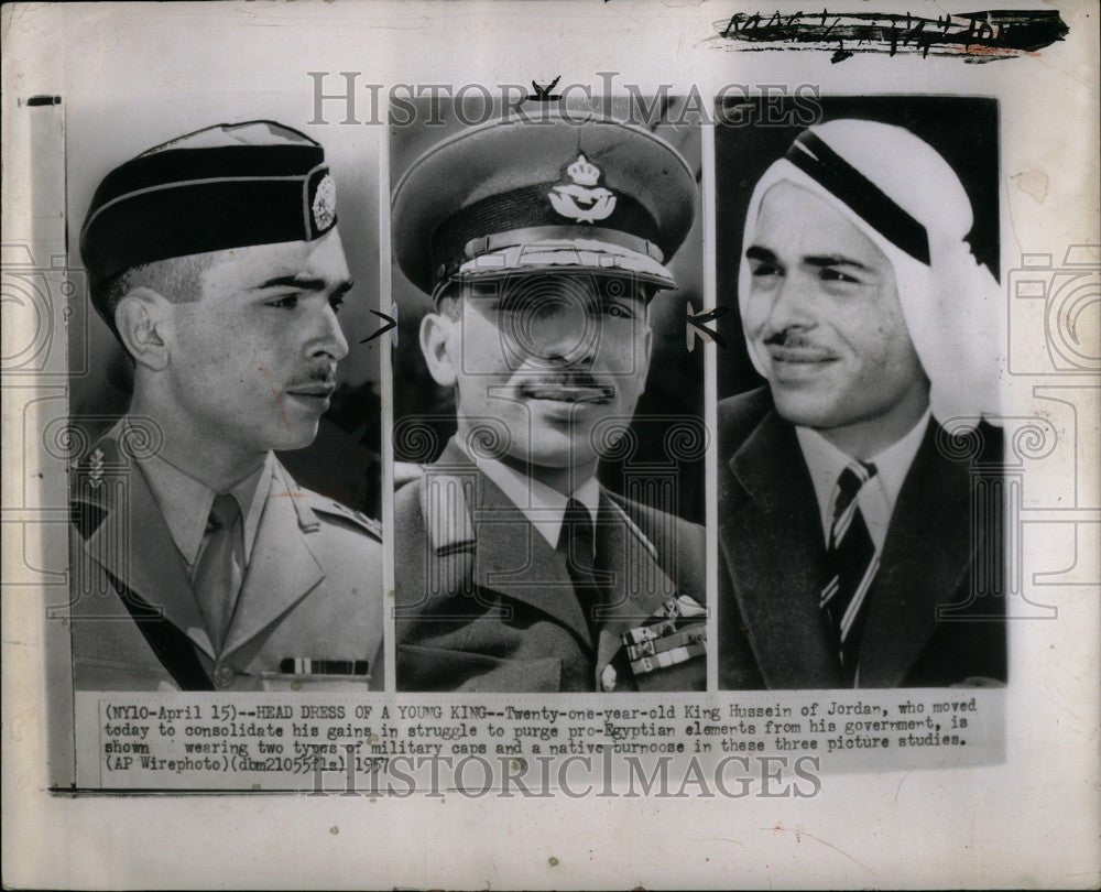 1957 Press Photo Hussein King Jordan Military Politics - Historic Images