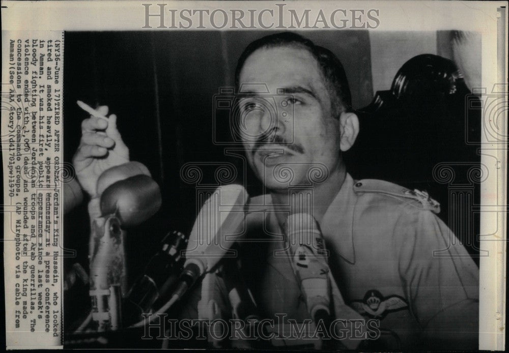 1970 Press Photo Jordan King Hussein Amman Guerrillas - Historic Images