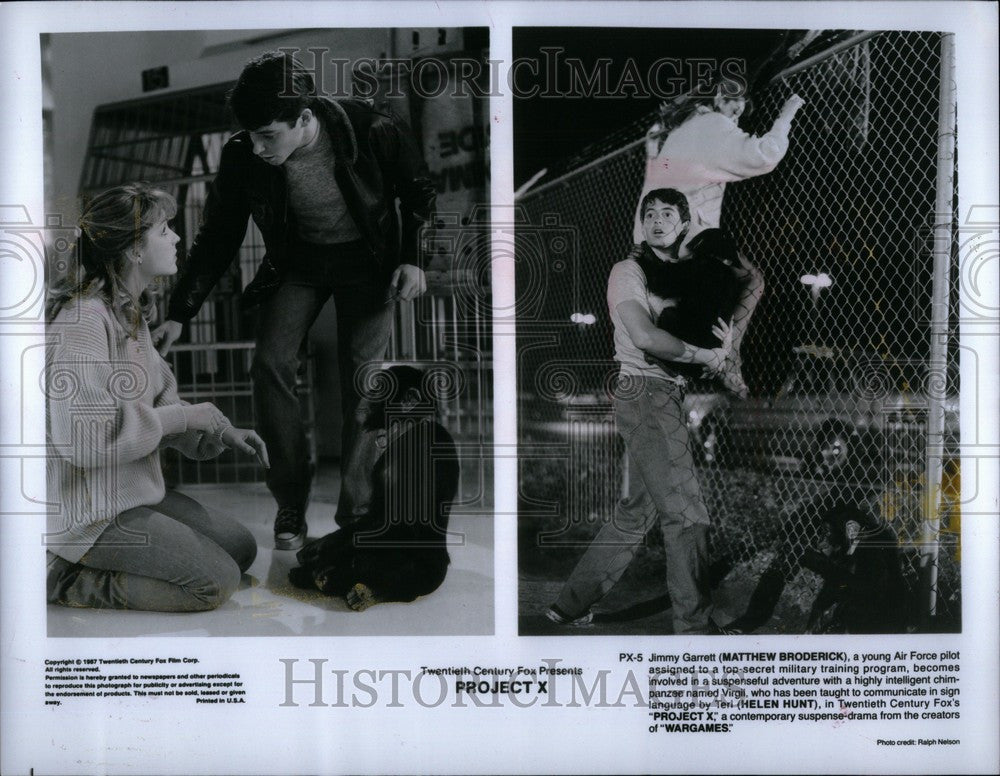 1987 Press Photo Matthew Broderick Actor Project X - Historic Images