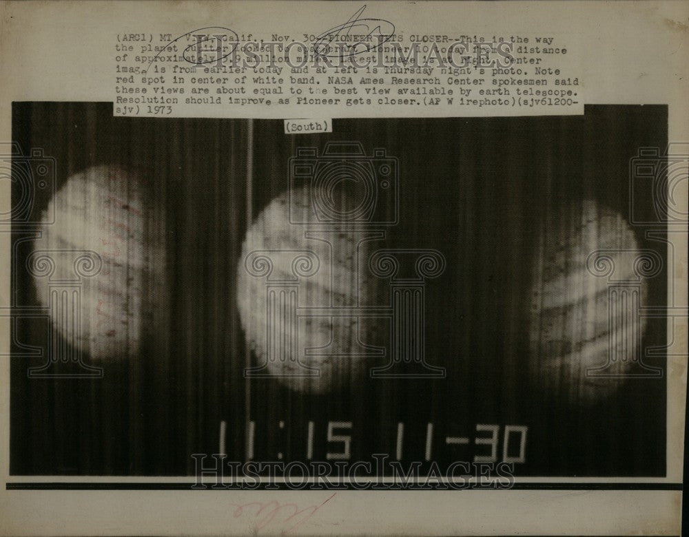 1973 Press Photo Planet Jupiter Photos Earth Telescope - Historic Images