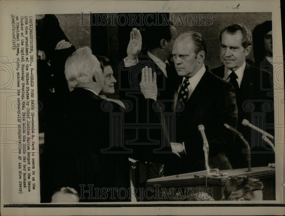 1973 Press Photo vice president Gerald Ford sworn in - Historic Images