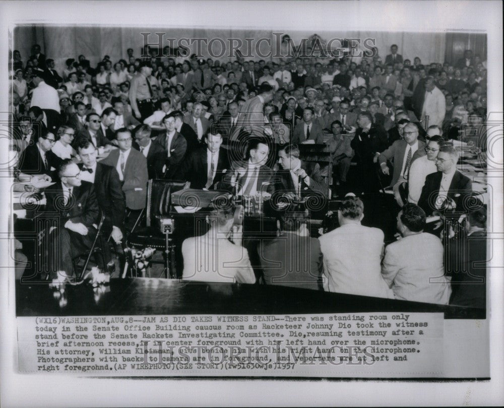 1957 Press Photo Racketeer Johnny Dio Senate testimony - Historic Images