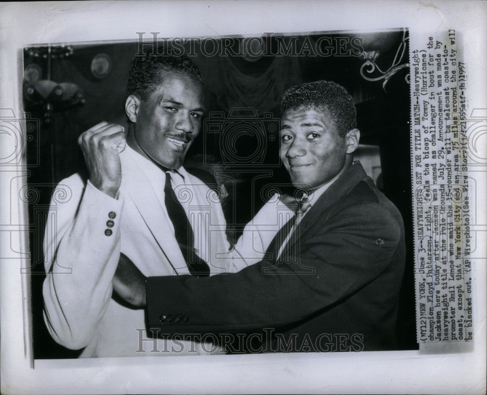 1957 Press Photo Floyd Patterson Tommy Jackson bout - Historic Images