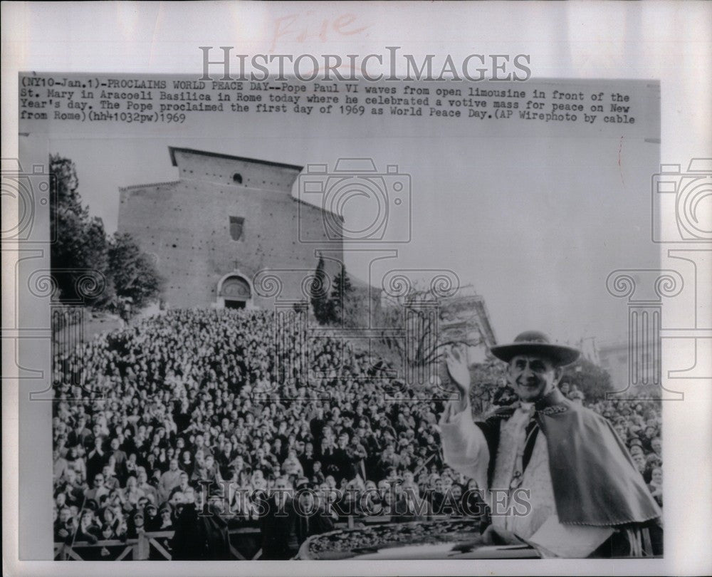 1969 Press Photo World Peace Day Pope Paul VI - Historic Images