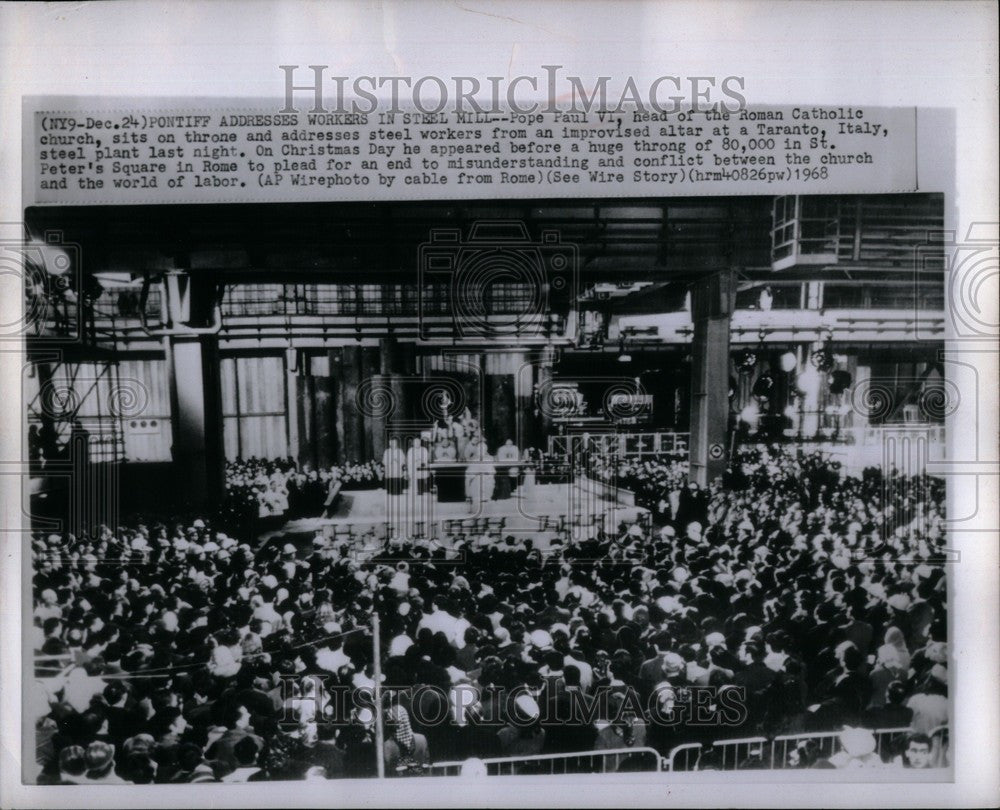 1968 Press Photo Pope Paul VI Taranto Italy - Historic Images