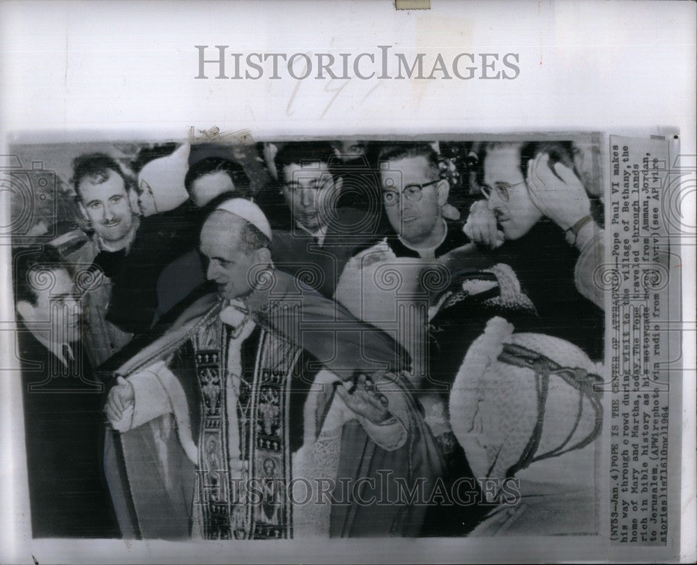 1964 Press Photo Pope Paul VI  Jordan  Jerusalem - Historic Images