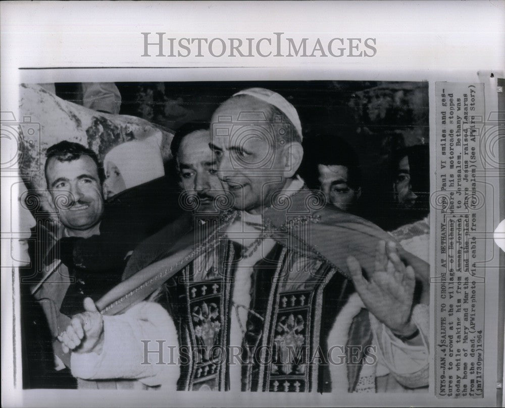 1964 Press Photo pope paul VI gestures village bethany - Historic Images