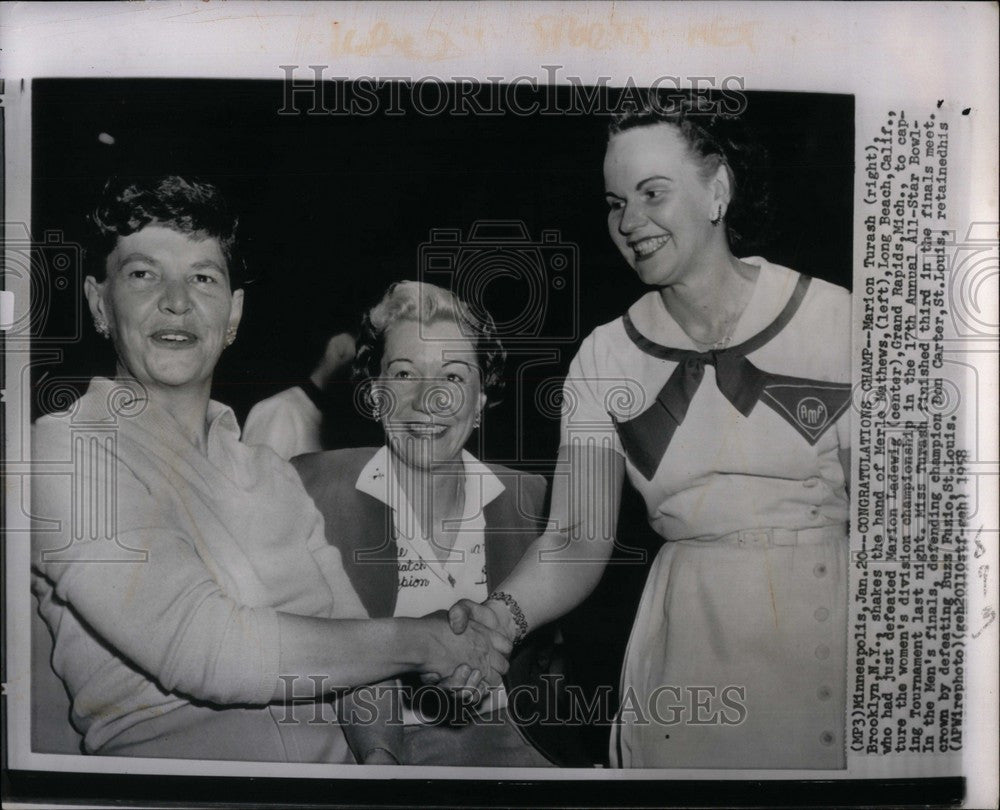 1958 Press Photo Marion Turash Merle Mathews - Historic Images