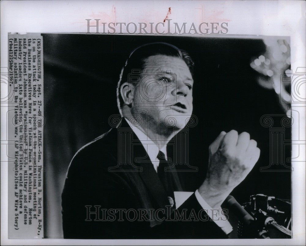 1967 Press Photo Senator Thruston Morton Vietnam Peace - Historic Images