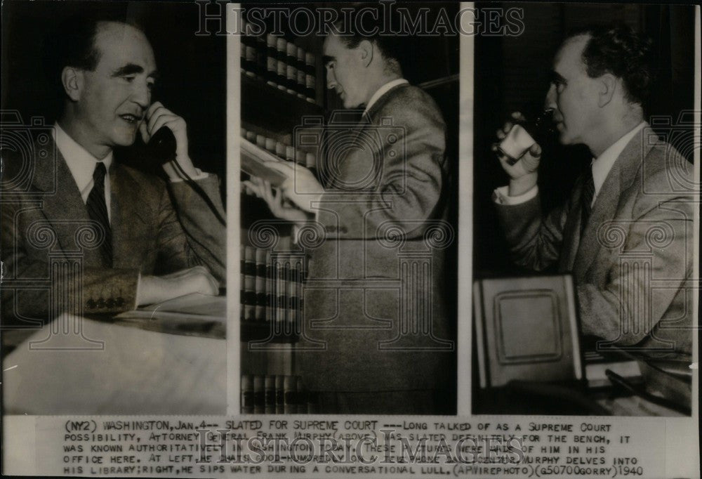 1940 Press Photo Frank Murrphy Attorney General - Historic Images