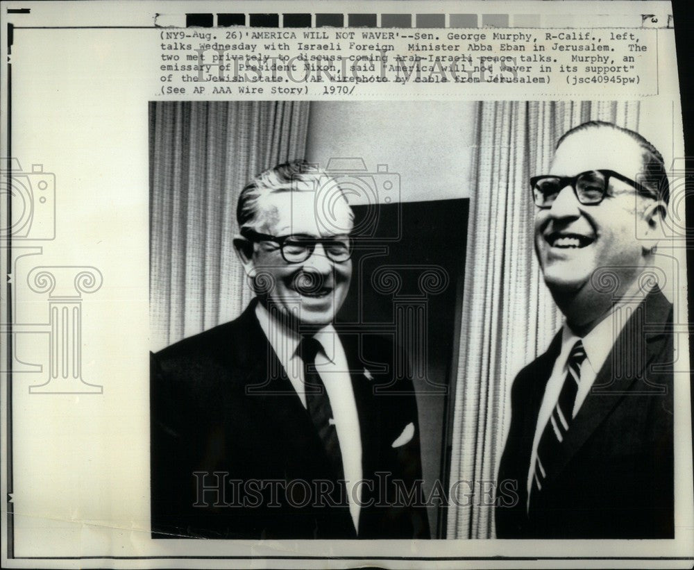 1970 Press Photo George Murphy Israel Abba Eban - Historic Images