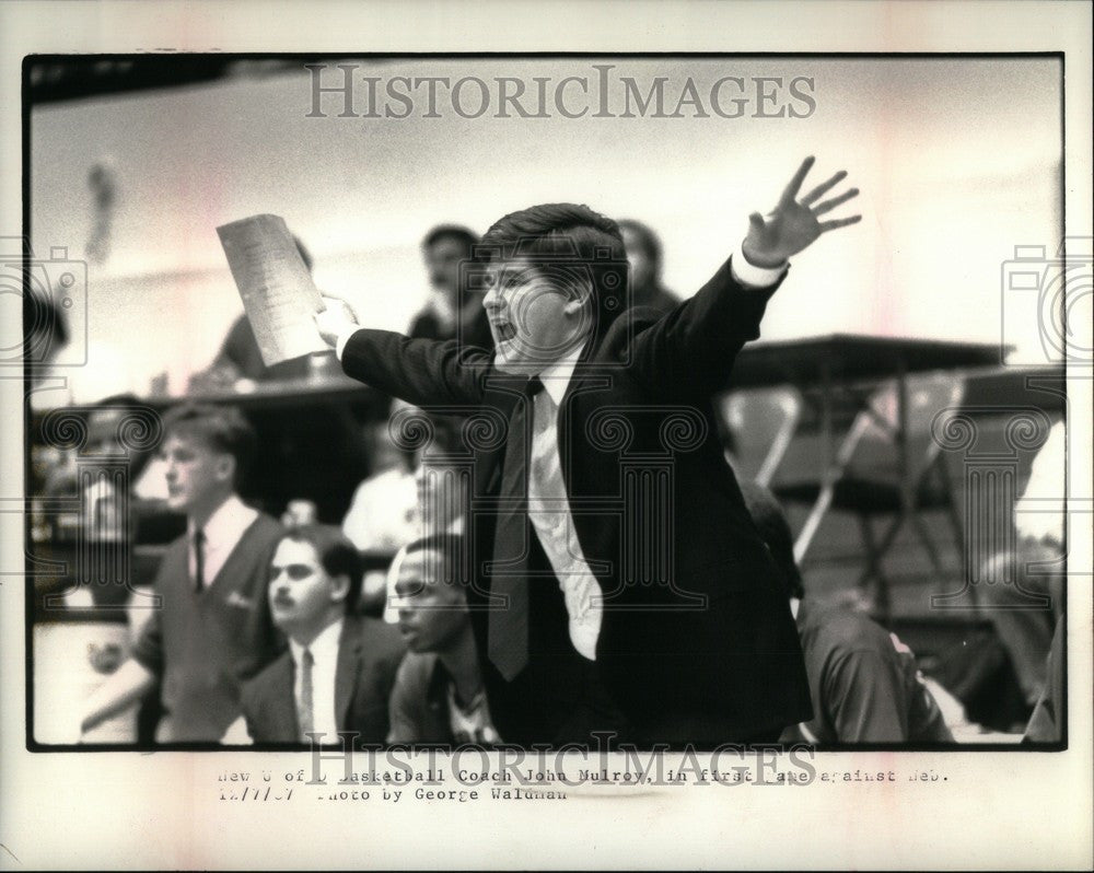 1987 Press Photo John Mulroy Basketball Nebraska Coach - Historic Images