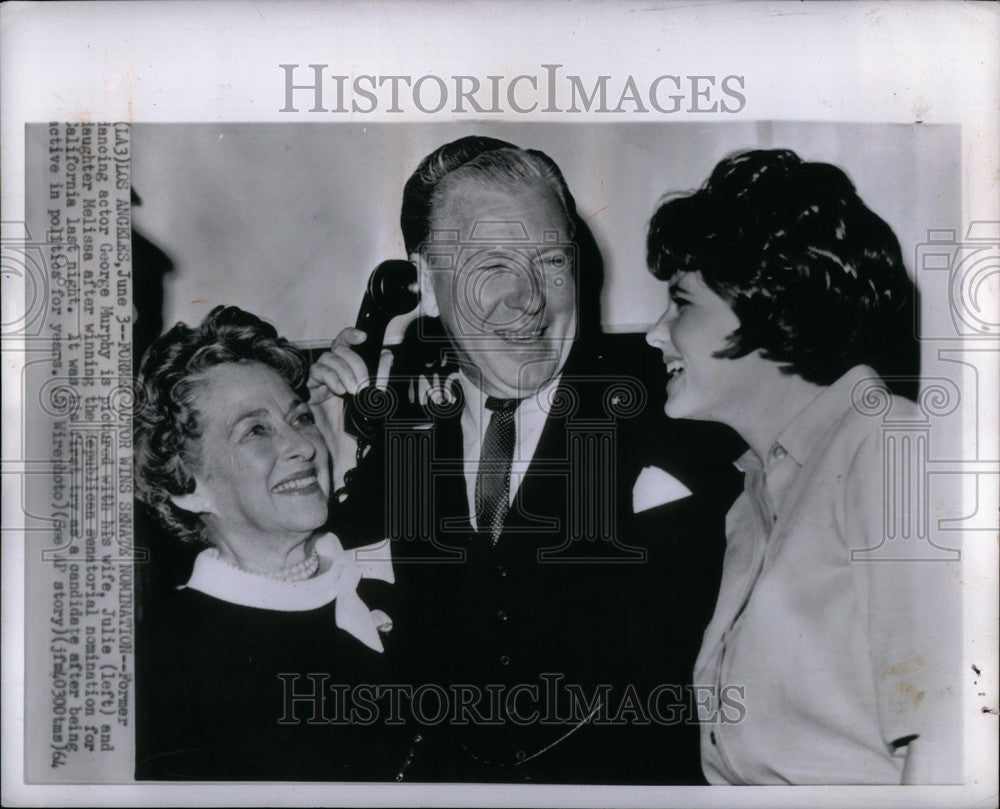 1964 Press Photo George Murphy Julie Melissa - Historic Images