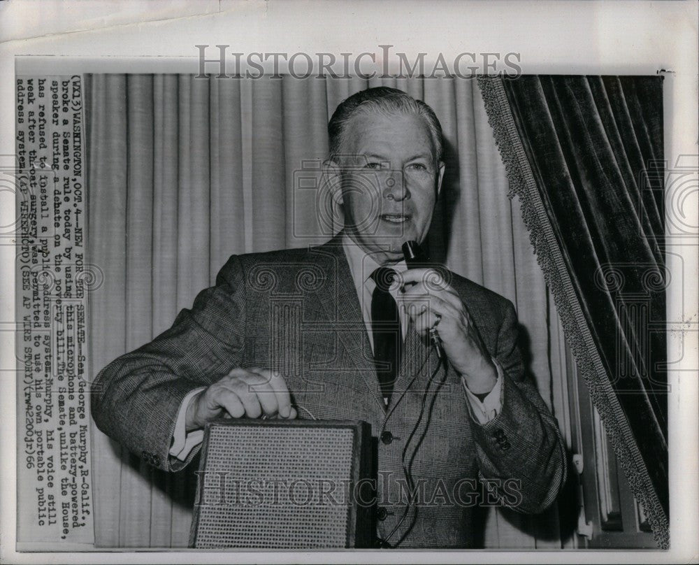 1966 Press Photo George Murphy Senator - Historic Images