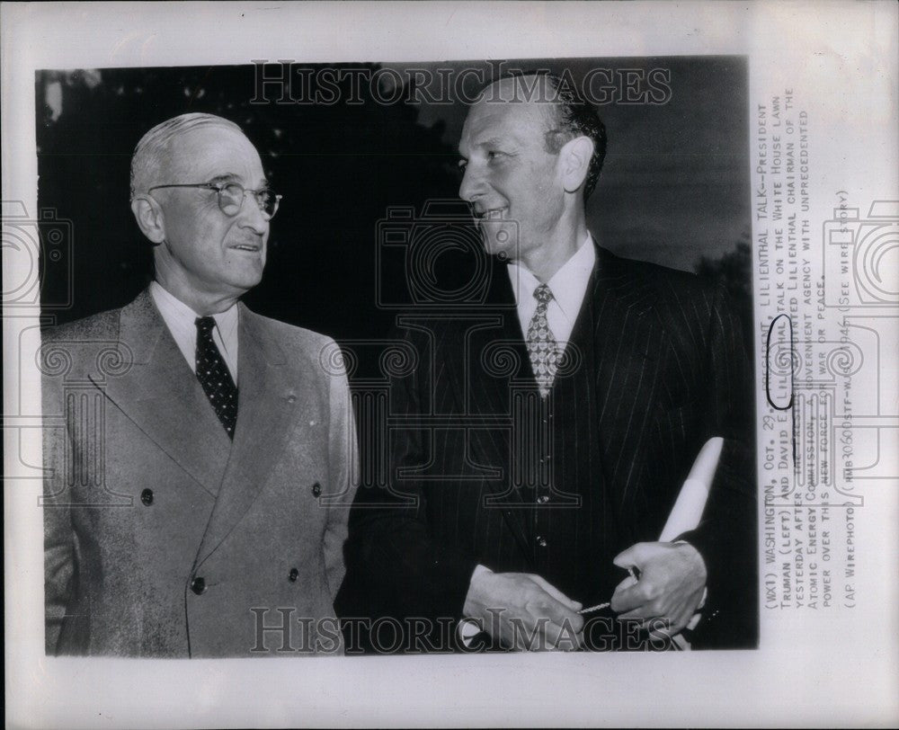 1946 Press Photo President Truman David Lilienthal - Historic Images