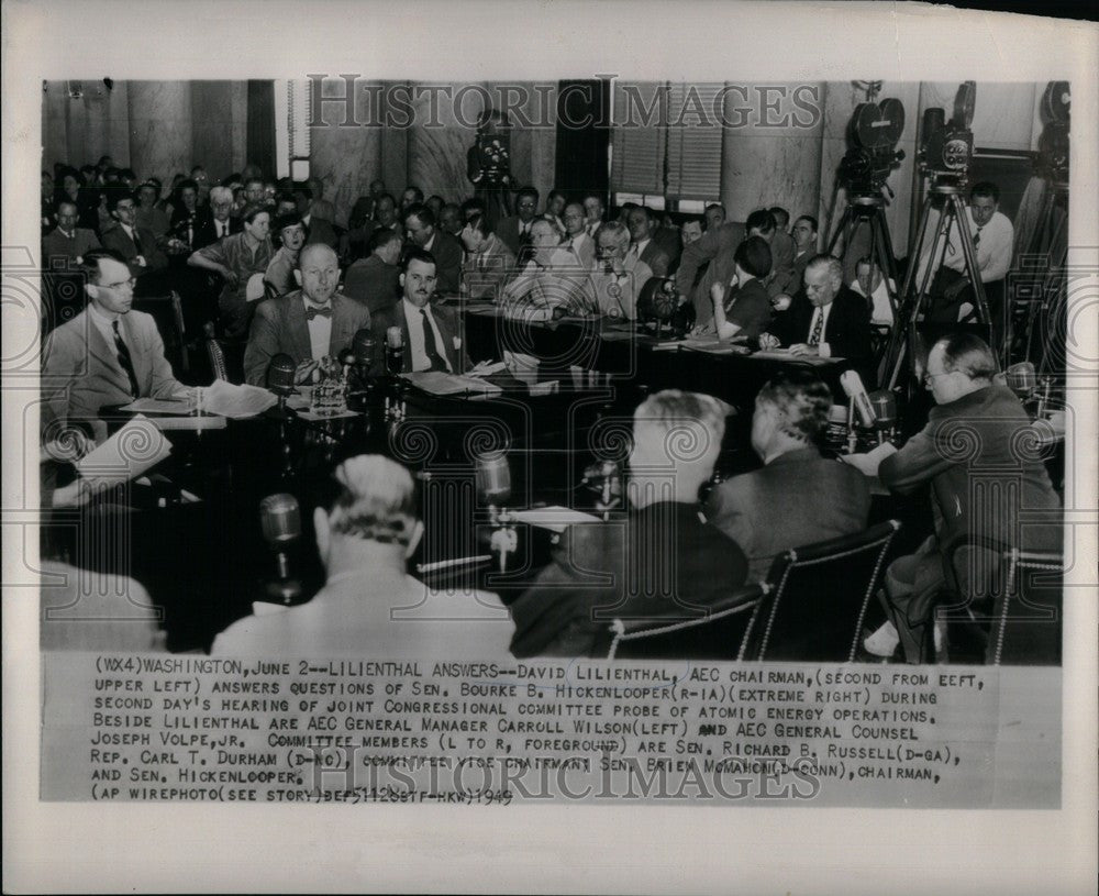 1949 Press Photo David Lilienthal chairman answers - Historic Images