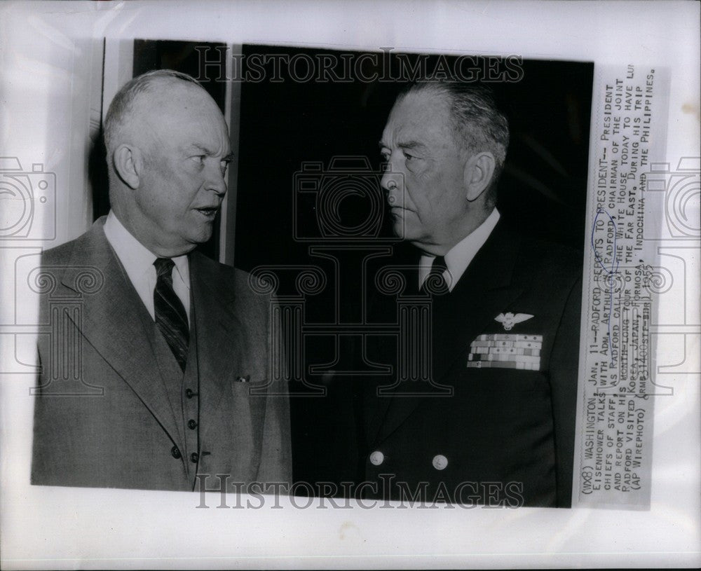 1955 Press Photo Radford Eisenhower - Historic Images