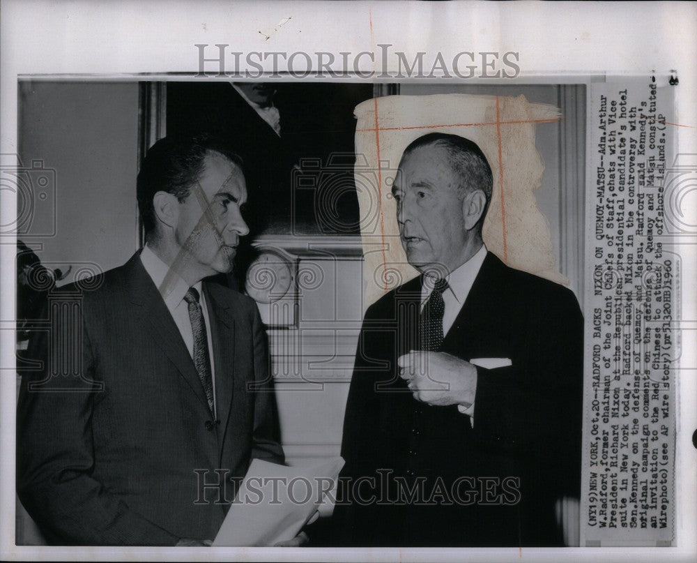 1960 Press Photo Admiral Arthur Radford Richard Nixon - Historic Images