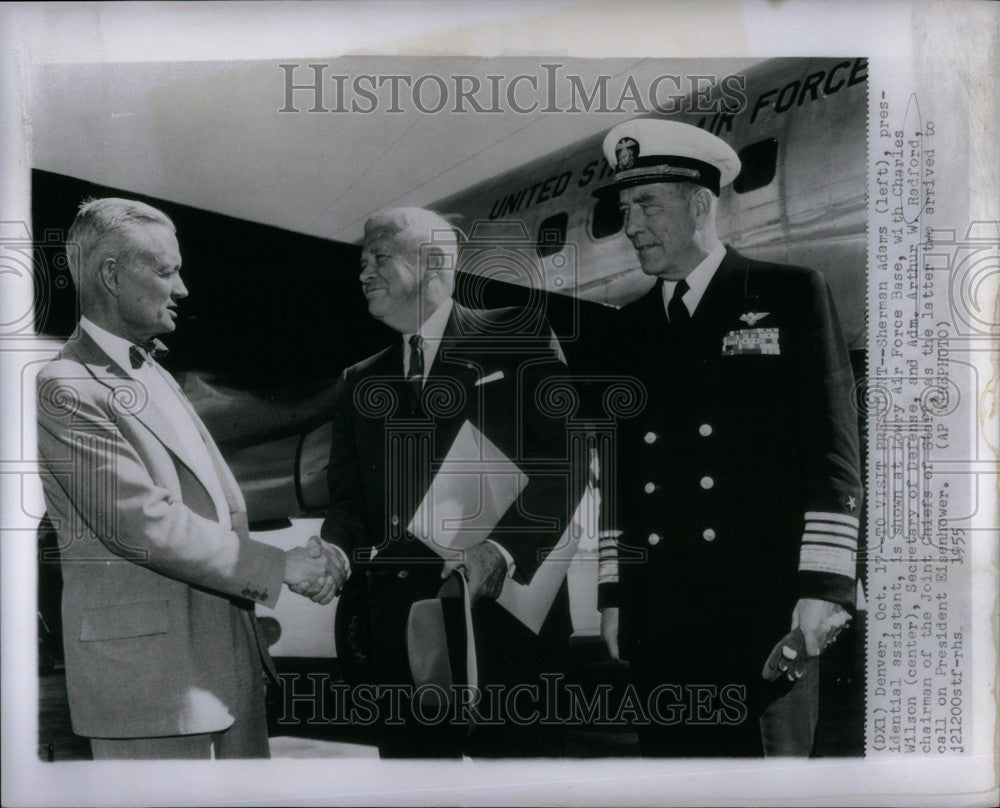 1955 Press Photo Sherman Adams Charles Wilson Radford - Historic Images