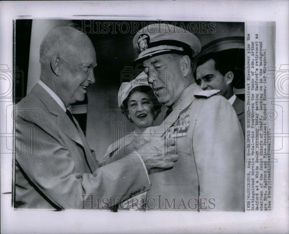 1957 Press Photo Arthur Radford chairman retirement - Historic Images