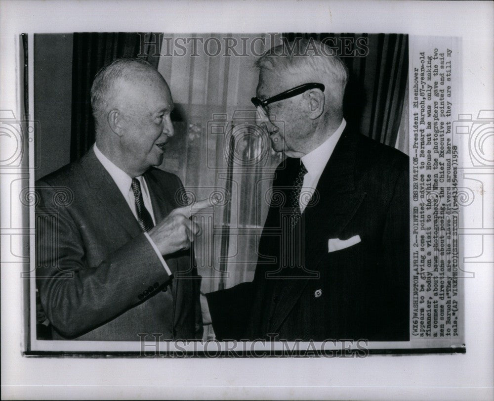 1958 Press Photo Bernard Baruch Dwight D. Eisenhower DC - Historic Images