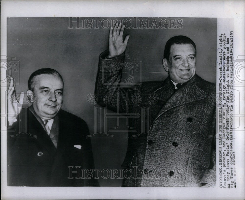 1953 Press Photo Bermuda Joseph Laniel France george - Historic Images