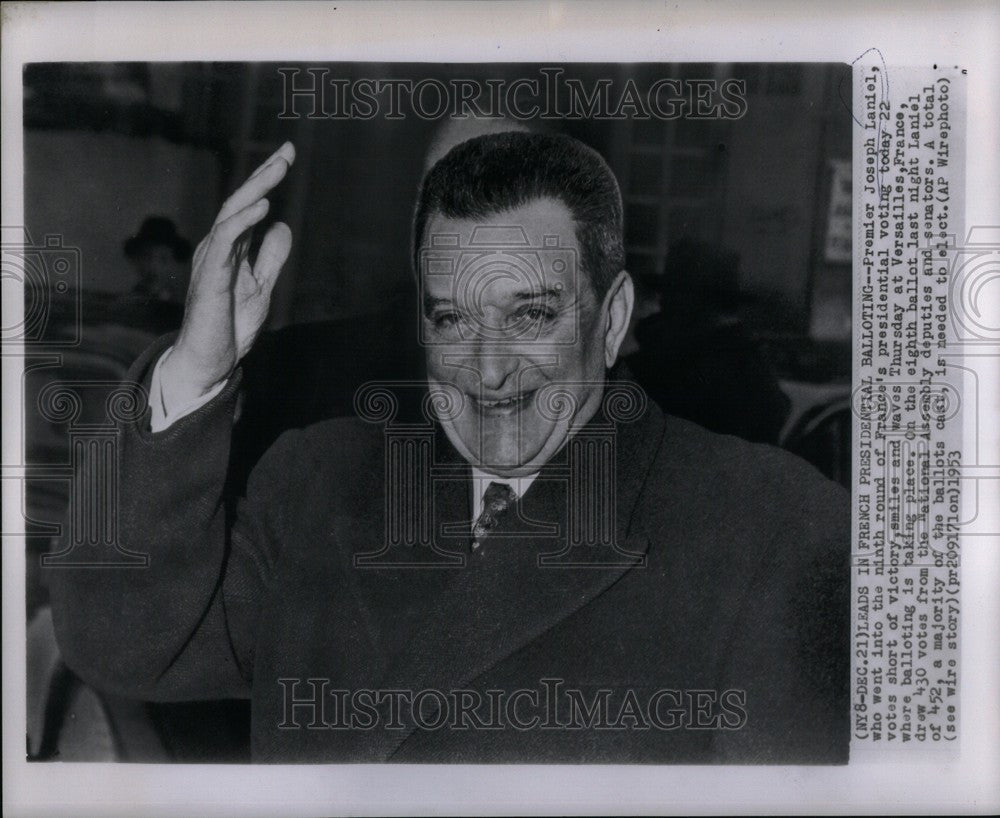 1953 Press Photo Joseph Laniel Politician - Historic Images