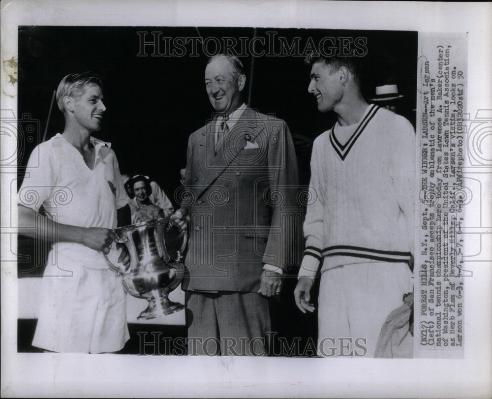 1950 Press Photo Art Larsen 1950 mens tennis champion - Historic Images