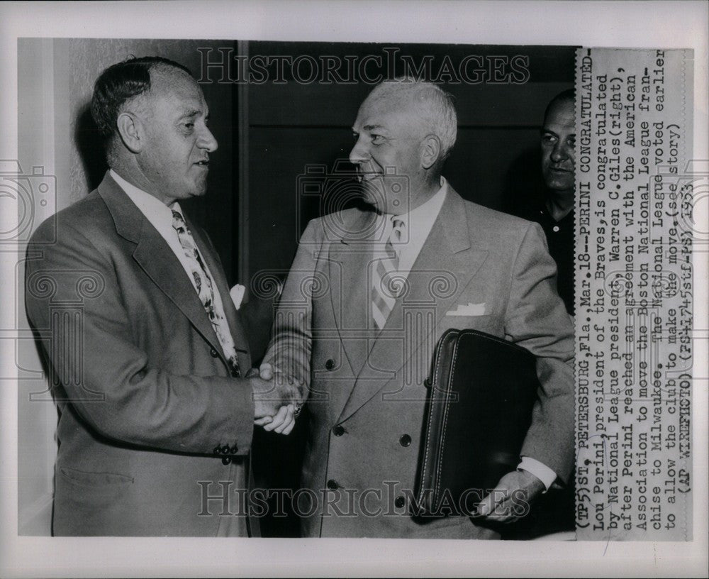 1953 Press Photo Louis R. Perini - Historic Images