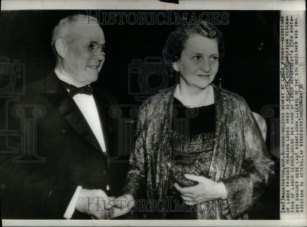 1938 Press Photo Frances Perkins William Green AFL - Historic Images
