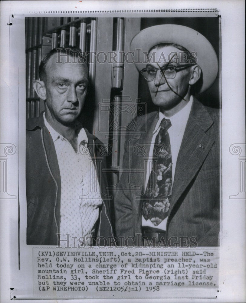 1958 Press Photo Rev. G.W. Rollins Kidnapping Charge - Historic Images