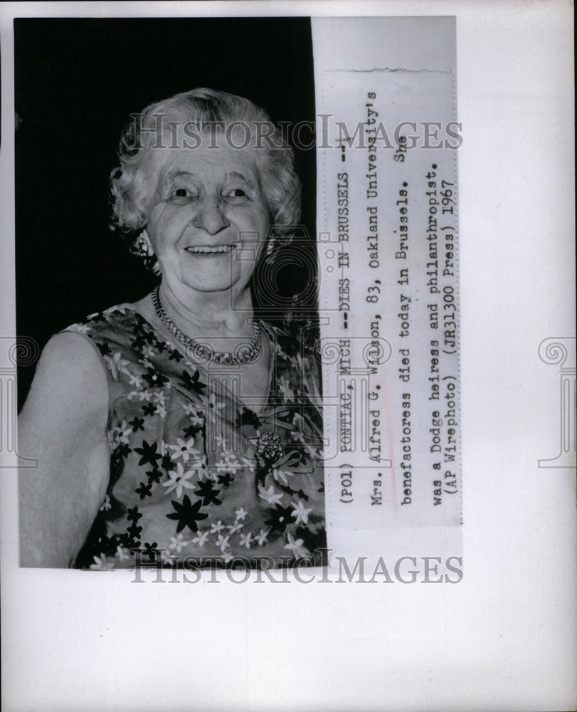 1967 Press Photo Mrs. Alfred G. Wildson - Historic Images