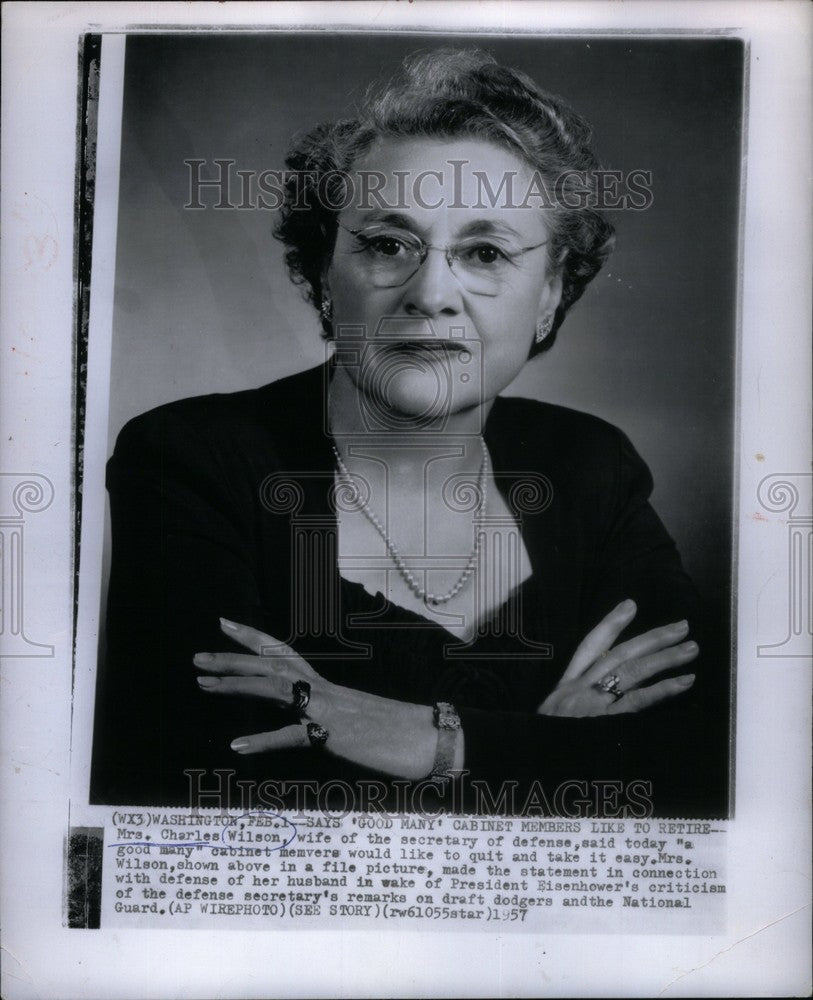 1957 Press Photo Mrs Charles Wilson - Historic Images