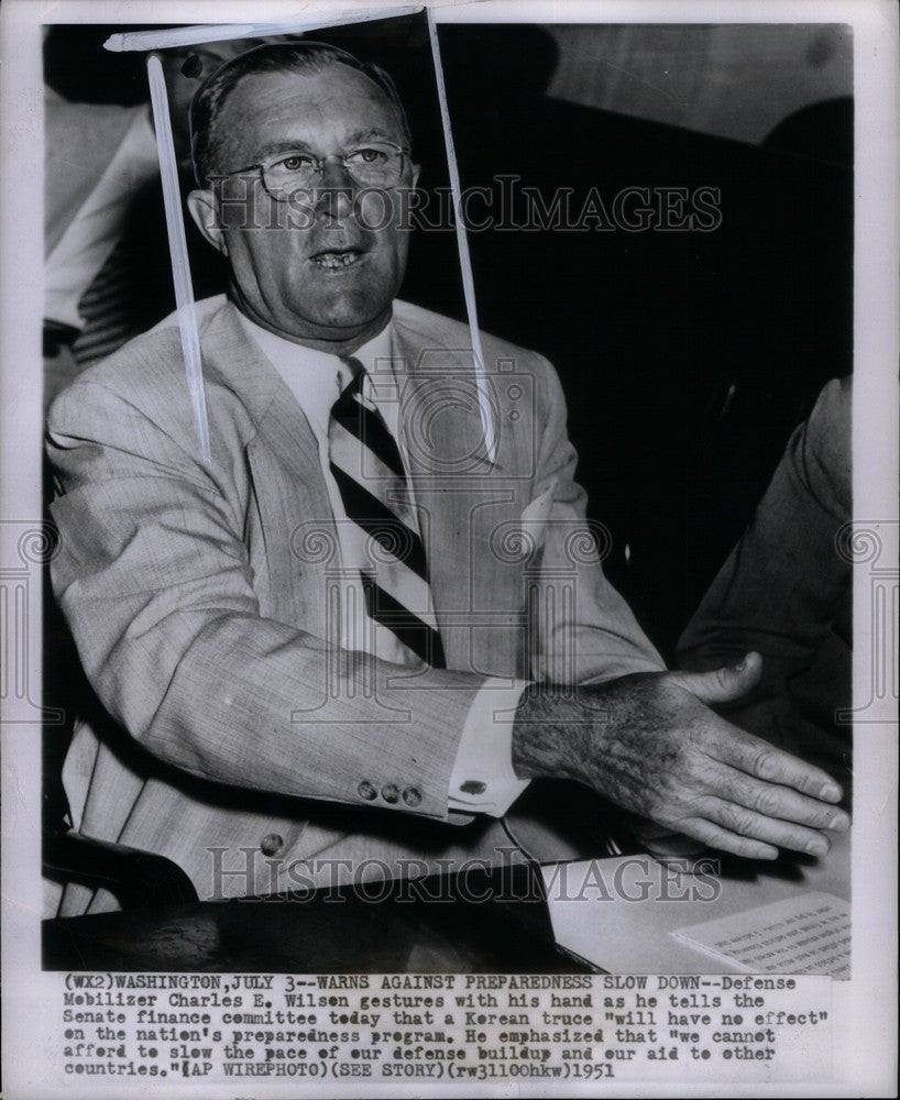 1951 Press Photo Charles E. Wilson Defense Mebilizer - Historic Images