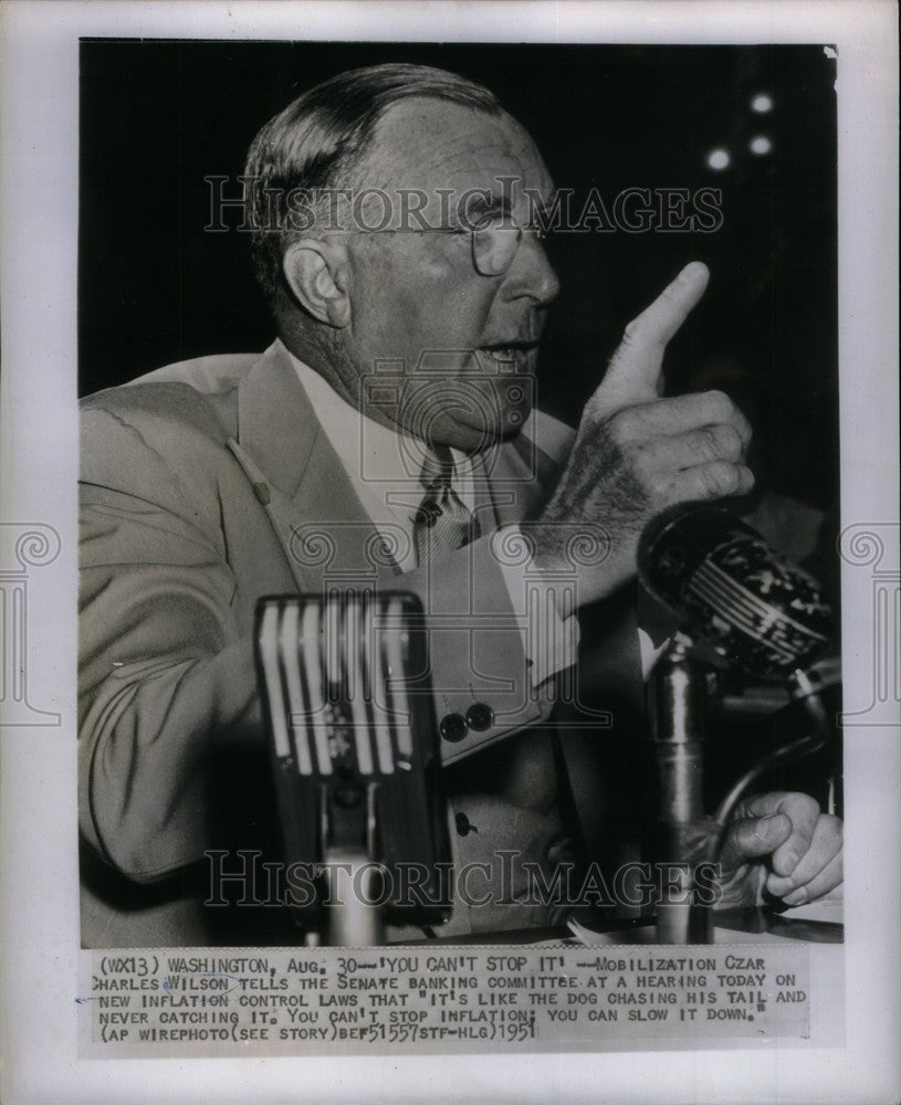 1951 Press Photo Charles Wilson Senate Banking Czar - Historic Images