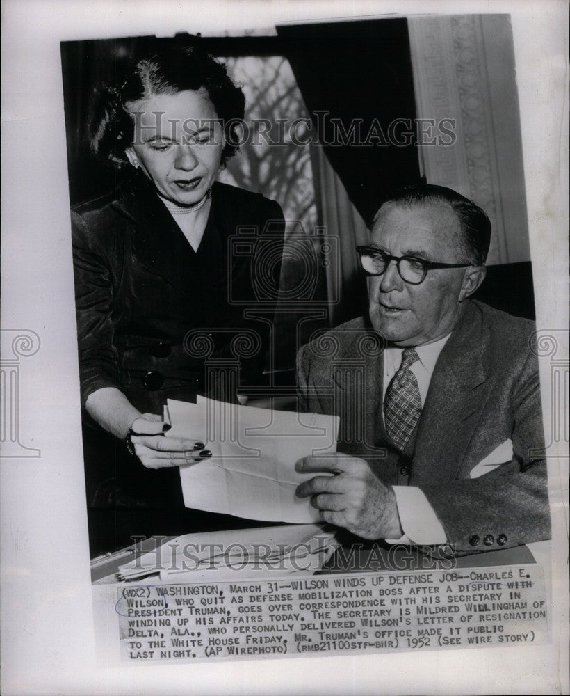 1952 Press Photo Charles E.Wilson,Washington,Whitehouse - Historic Images