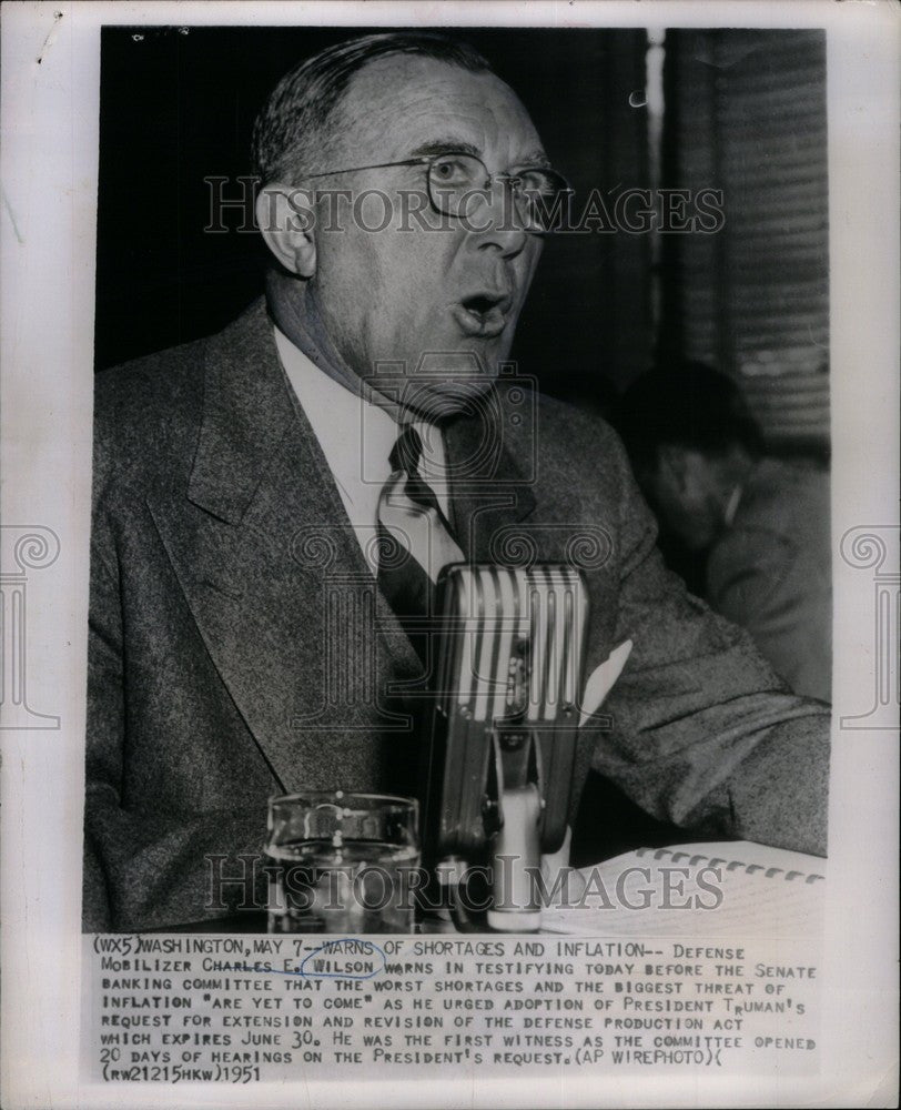 1951 Press Photo Charles Edward Wilson - Historic Images