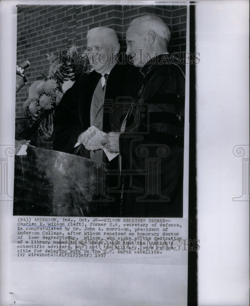 1957 Press Photo Charles E. Wilson receives Degree - Historic Images