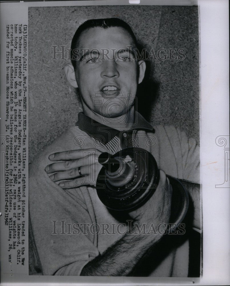 1962 Press Photo Stan Williams, traded, MLB-LA-New York - Historic Images