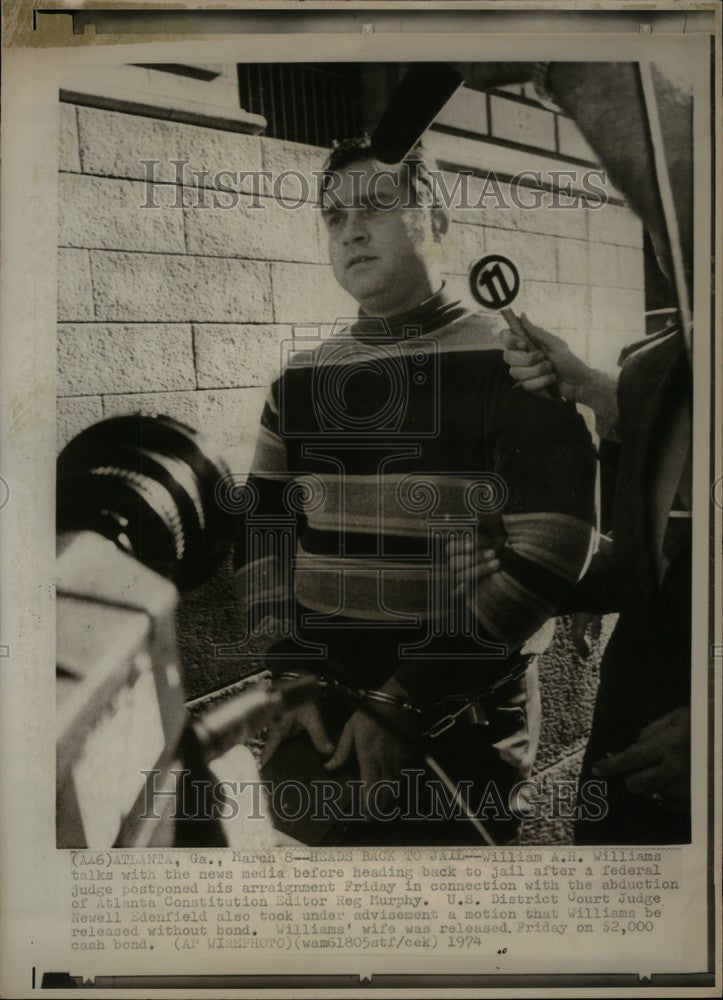 1974 Press Photo william williams back to jail - Historic Images