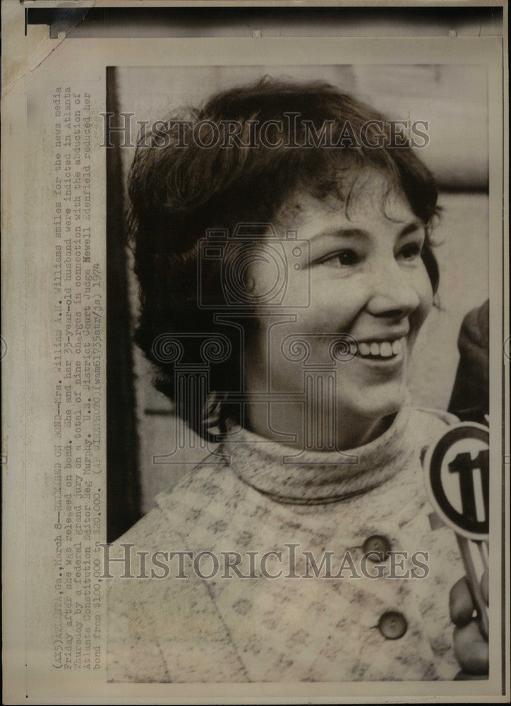 1974 Press Photo MRS. WILLIAM A. H. WILLIAMS - Historic Images