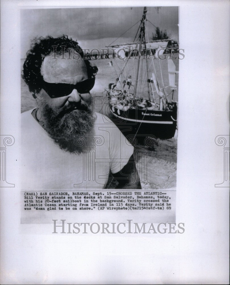 1969 Press Photo Bill Verity Crossed Atlantic Bahamas - Historic Images