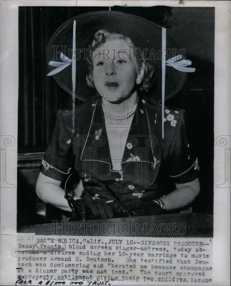1950 Press Photo Benay Venuta  American actress - Historic Images