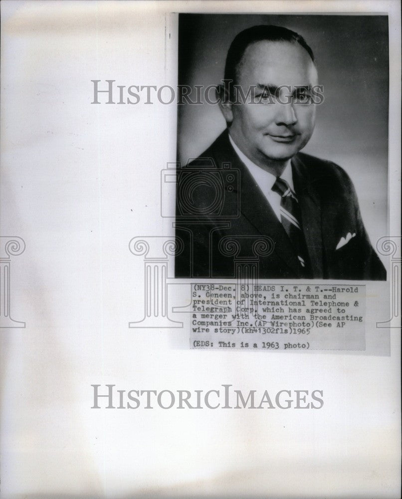 1965 Press Photo harold geneen chairman i.t&amp;t - Historic Images