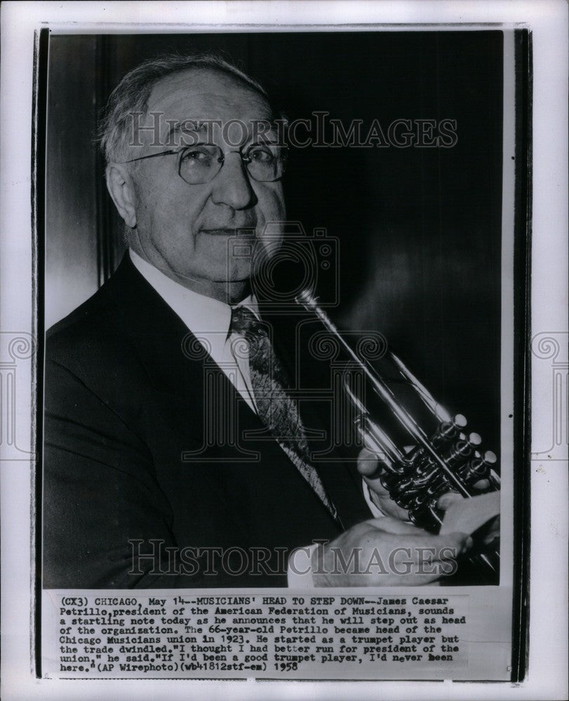 1958 Press Photo James Caesar Petrillo - Historic Images