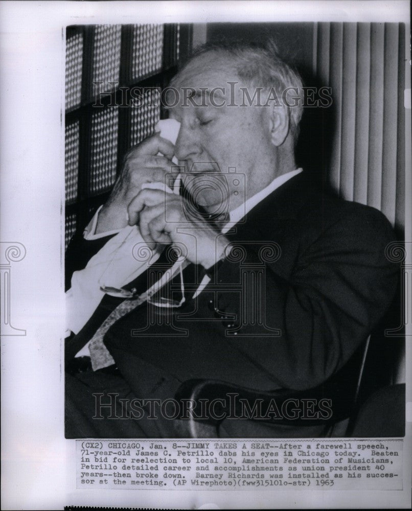 1963 Press Photo James C. Petrillo musicians union - Historic Images