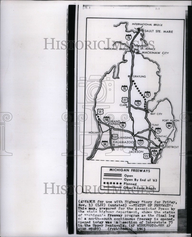 1963 Press Photo freeways highway department map - Historic Images